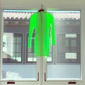 Neon Zip Down Ribbed Dress